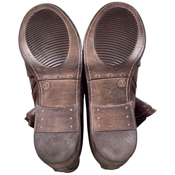 Miz Mooz Luna Ruched Ankle Boot Size 9.5 Brown Leather Side Zip EUC - Picture 9 of 12